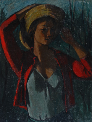 Fille à la jaquette rouge