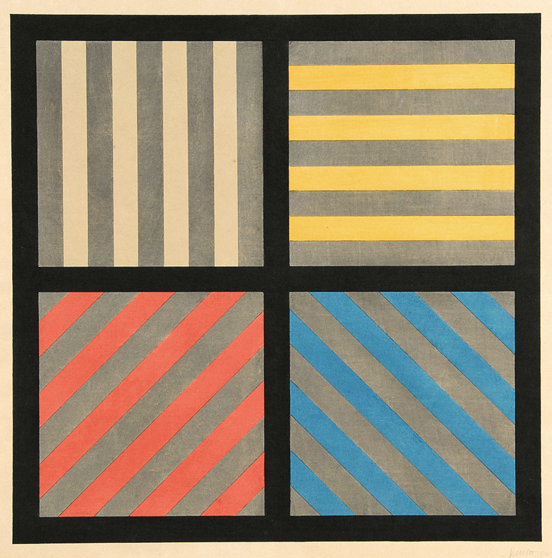 Sol LeWitt, Lines in Four Directions, with Alternating Color and Gray Bands