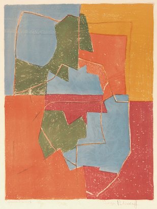 Composition rouge, verte, bleue et jaune