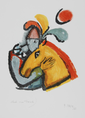 Harlekin und Pferd