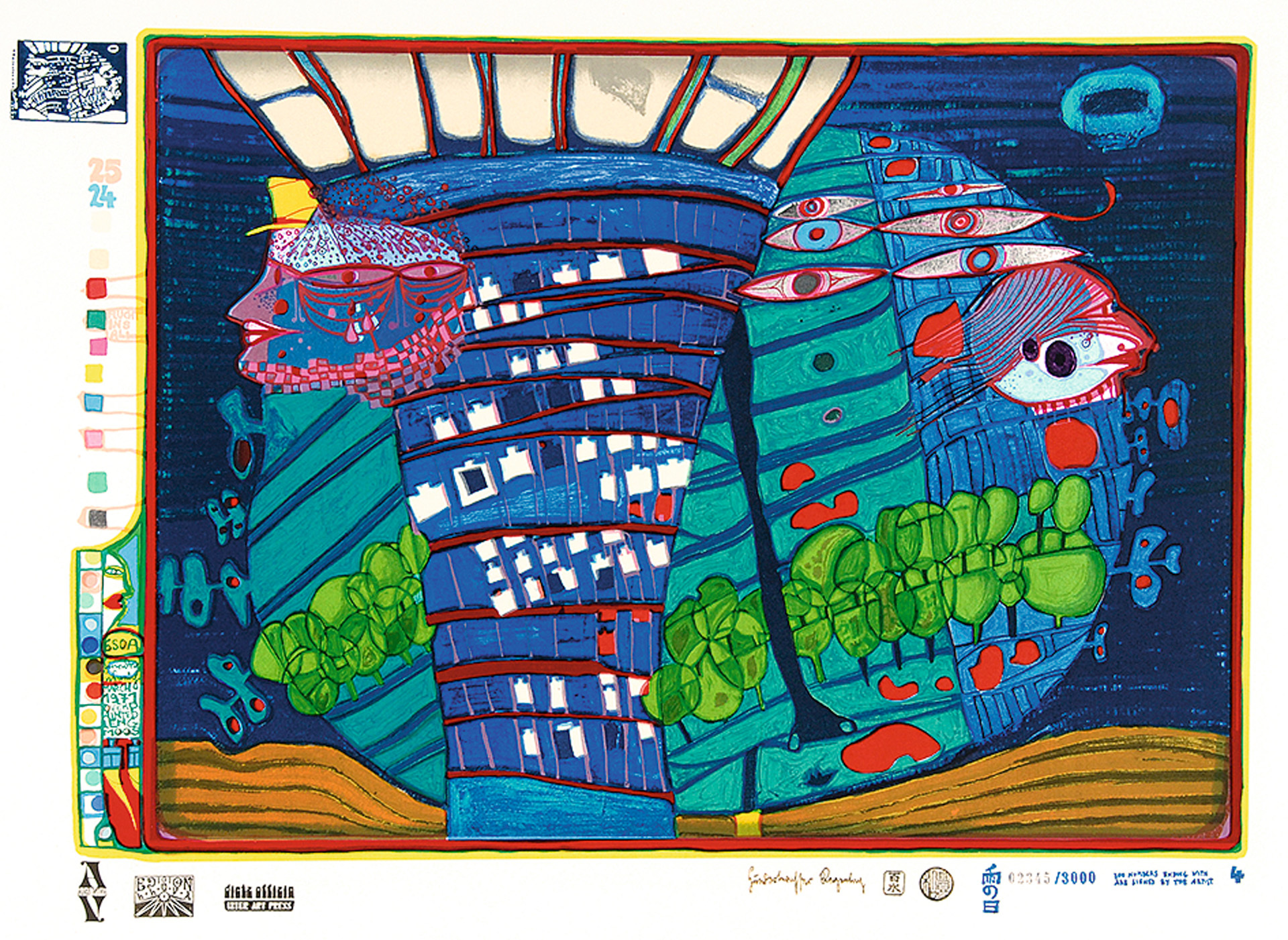 Friedensreich Hundertwasser, Flucht ins All, aus "Look at It on a Rainy Day"