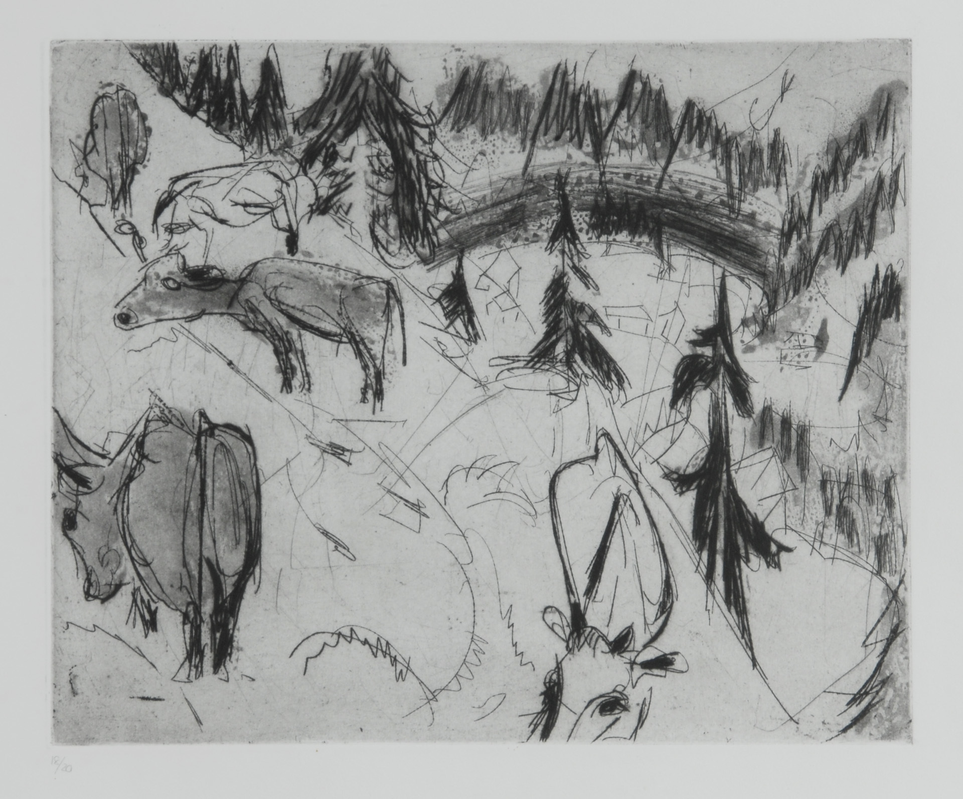 Albert Müller, 2 Blätter: Davoser Landschaft; Frauenkopf