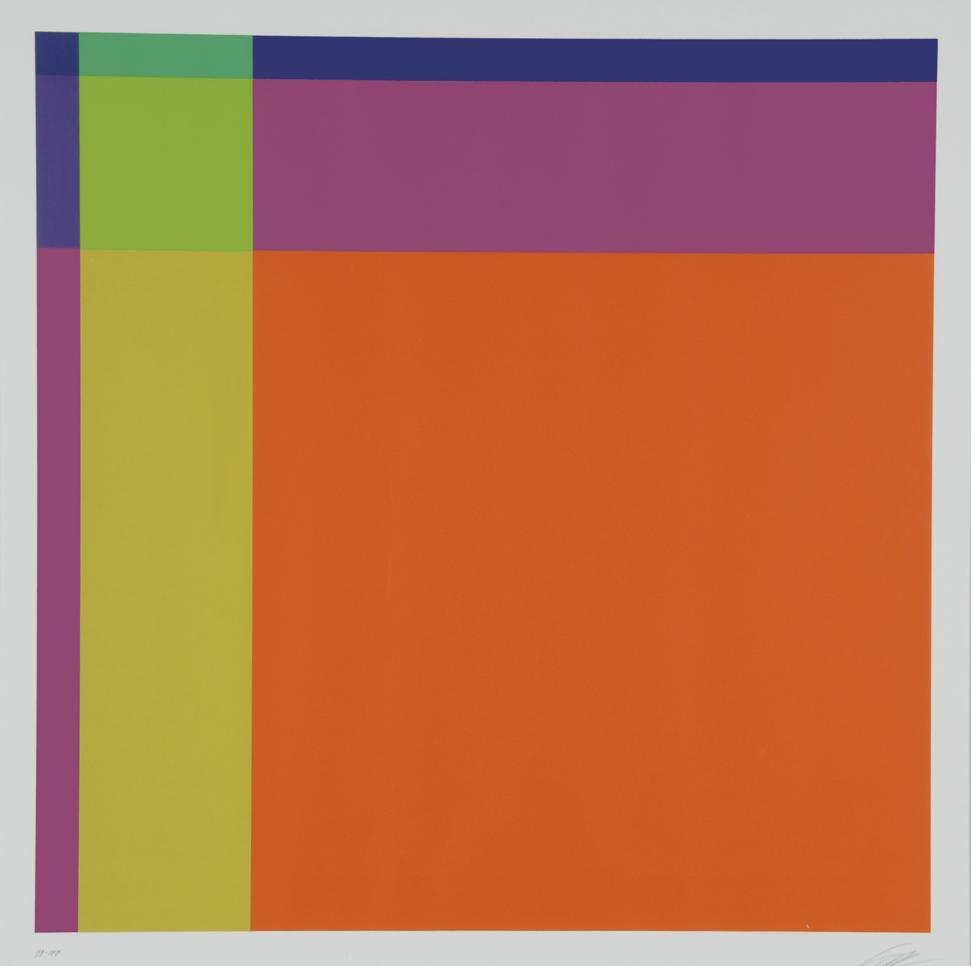 Richard Paul Lohse, Diagonal von orange über hellgrün zu dunkelblau