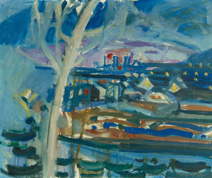 Nachtlandschaft mit hellem Baum, Unterengstringen