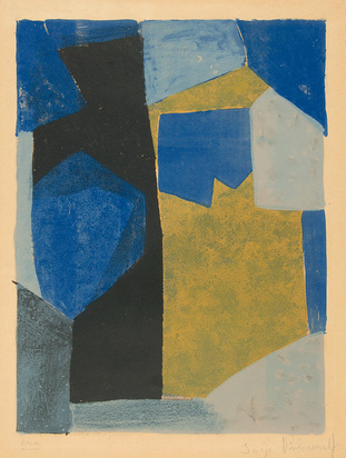 Composition bleue, noire et jaune