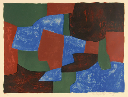 Composition bleue, verte et rouge