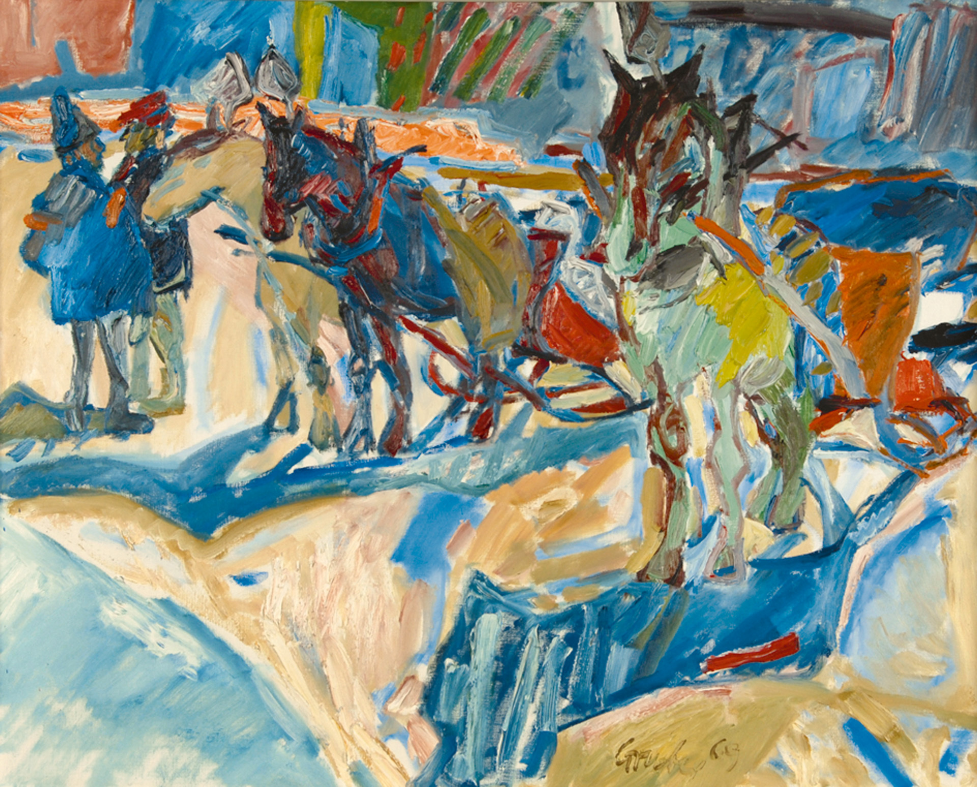 Hannes Gruber, Pferdeschlitten in Sils Maria