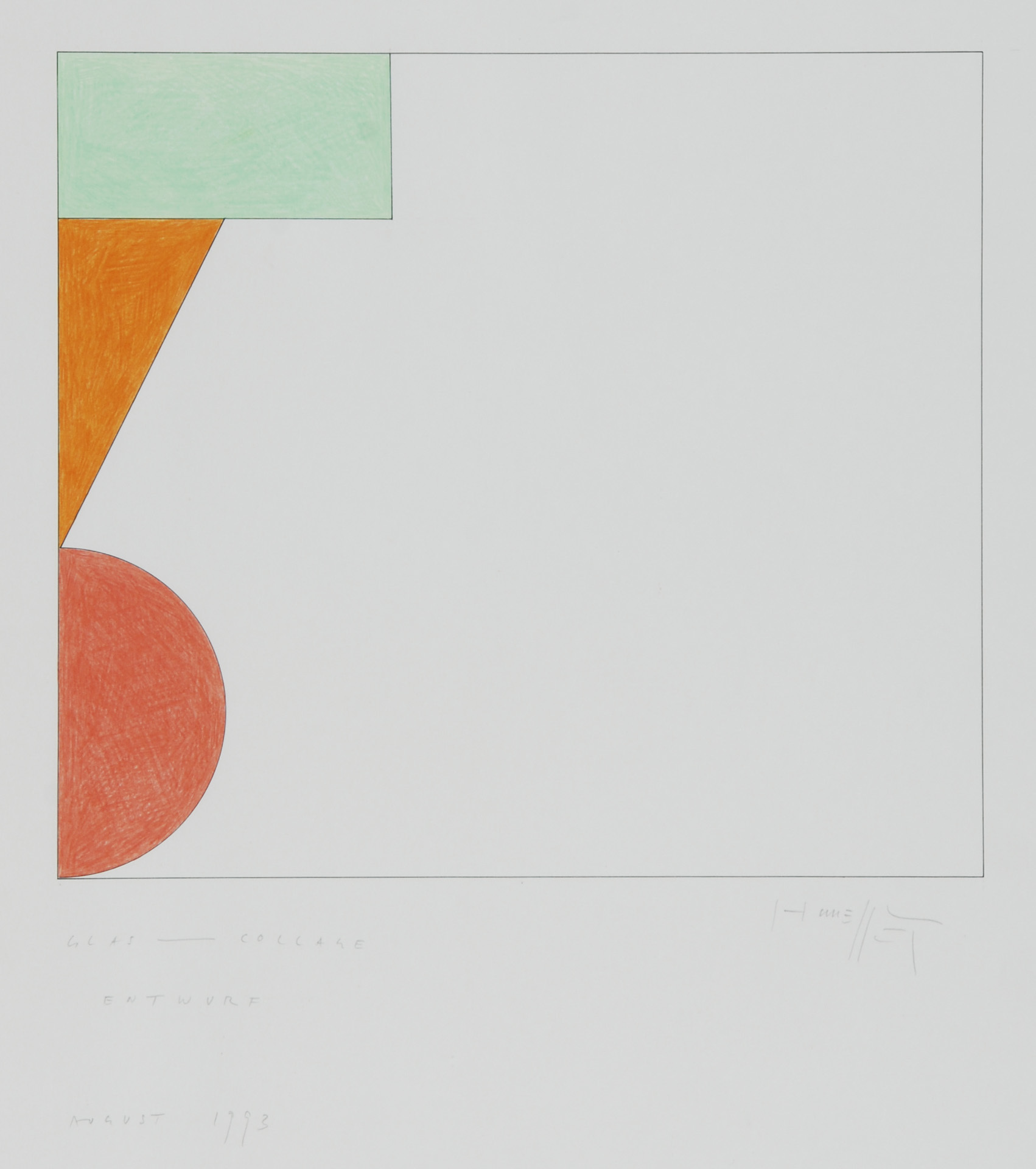 Gottfried Honegger, 3 Zeichnungen: Glas-Collage Entwurf