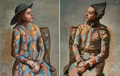 Diptychon. Die Harlekina zum Harlekin, nach Picasso