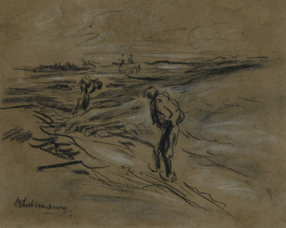 Zwei Figuren in Landschaft