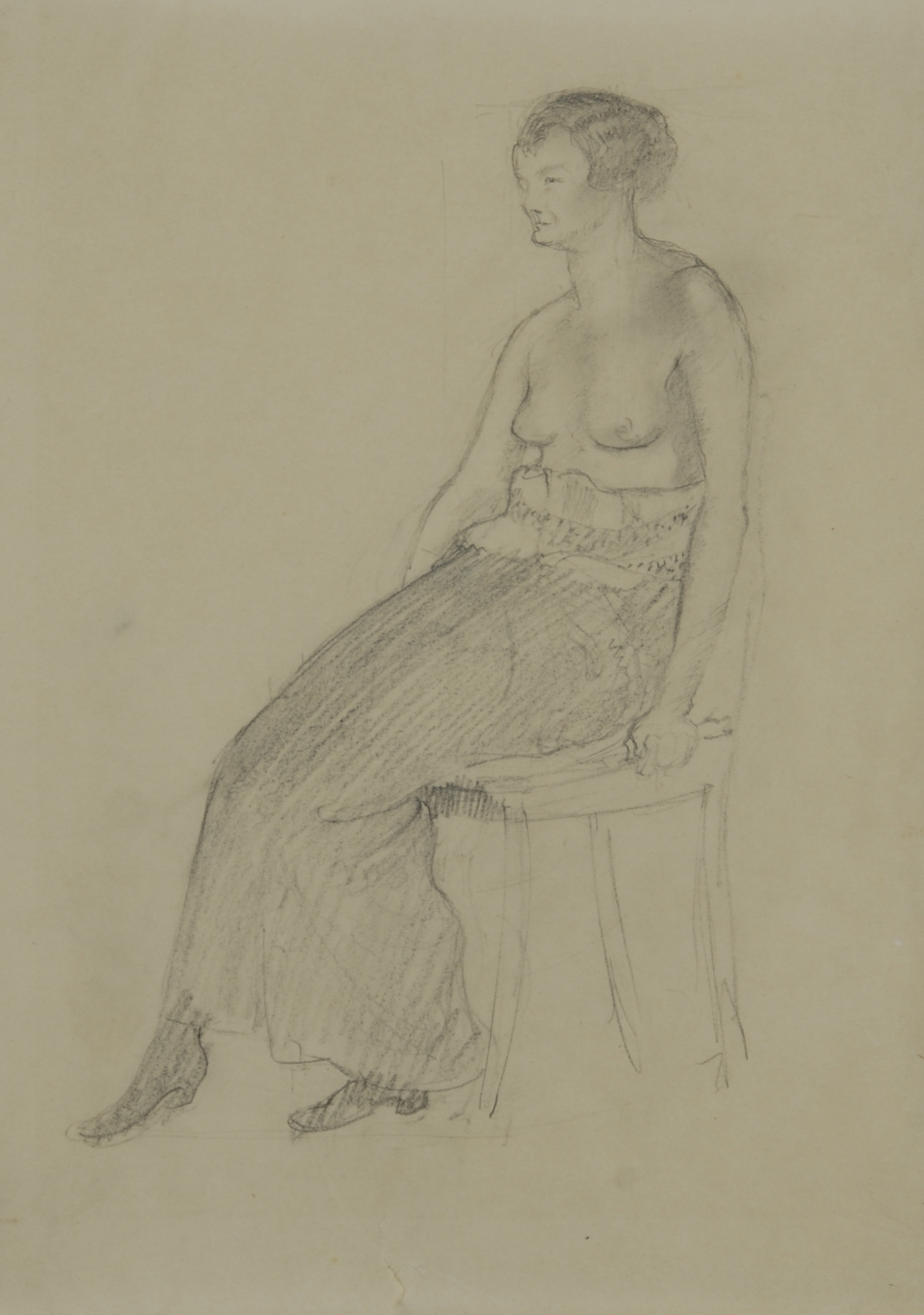 Ernst Morgenthaler, 7 Zeichnungen: Sitzender weiblicher Halbakt; Mutter mit Kind; Strassenszene mit Kühen; Selbstbildnis, 1916; Hädda, 1928; Marokko Strasse, 1936; Porträt