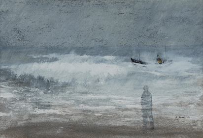 Stranded Fishing Boat and a Figure