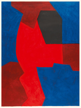 Composition bleue, rouge et noire