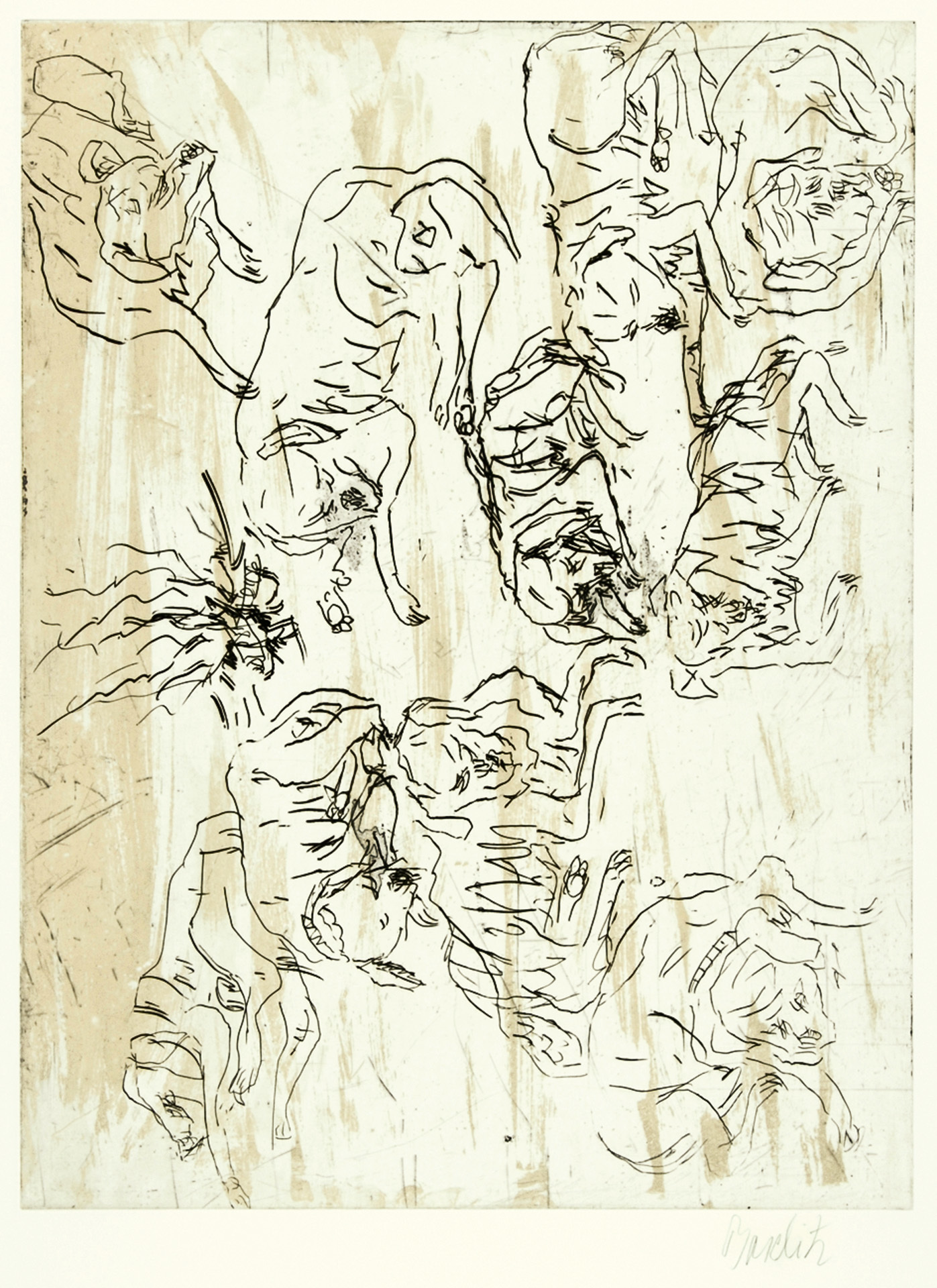 Georg Baselitz, Schlafende Hunde I, aus "Schlafende Hunde"