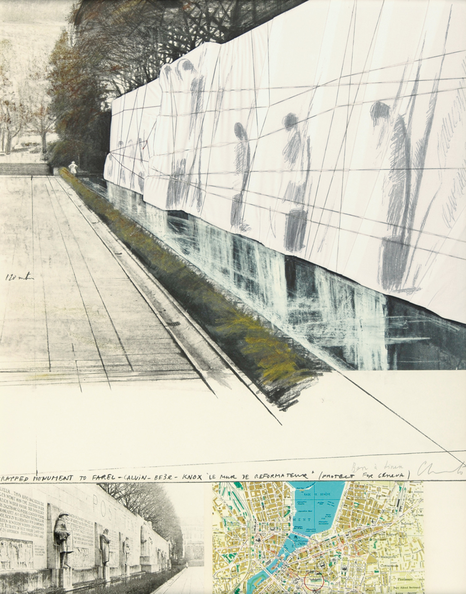 Christo, Wrapped Mur des Réformateurs, Project for Geneva