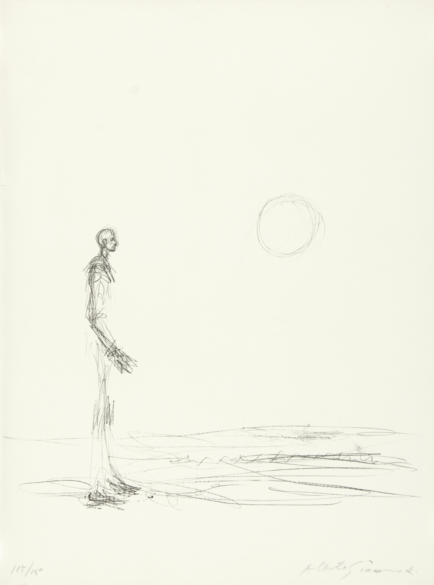 Alberto Giacometti, Homme debout et soleil, 1963, aus "Grafikmappe Hochschule St. Gallen"