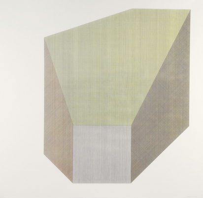 3 sheets: Form Derived from a Cube with Lines in Four Directions & Four Colors