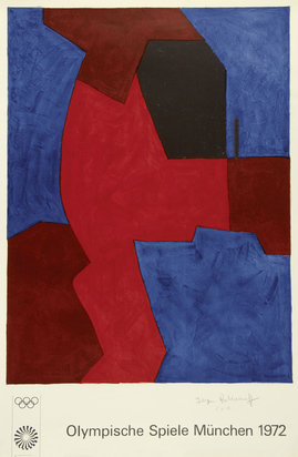 Composition bleu, rouge et noir