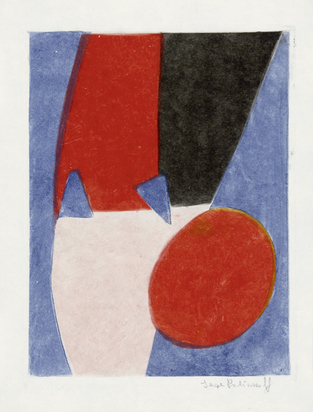 Composition bleu, gris et rouge, aus "Parménide"
