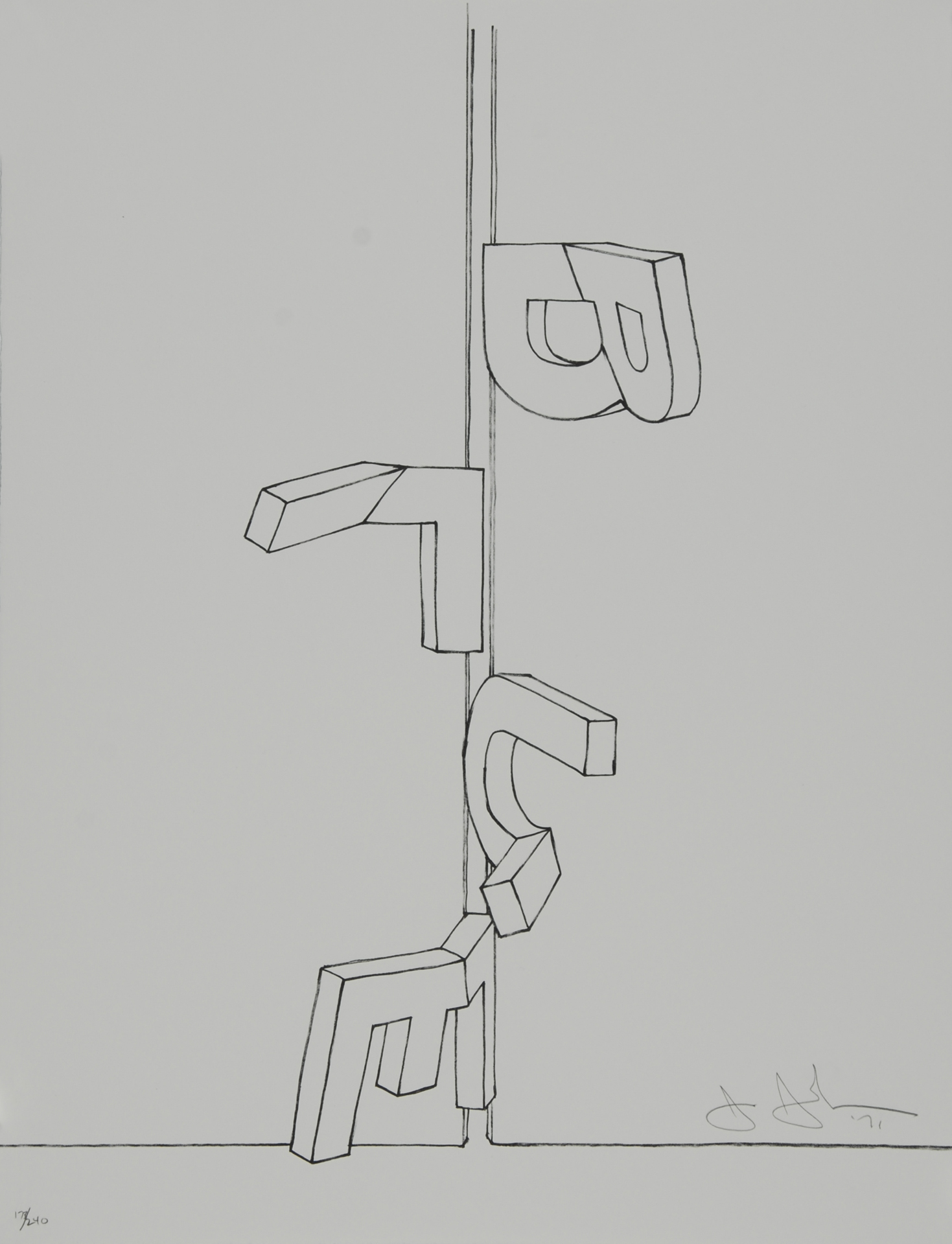 Jasper Johns, Bent "Blue", 1971, aus "Graphikmappe des Schweizerischen Kunstvereins"