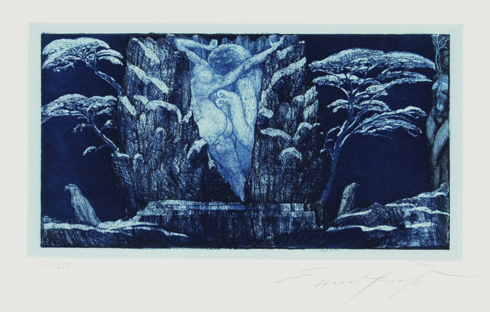 Ernst Fuchs, 2 sheets: Untitled; Genie und Tier