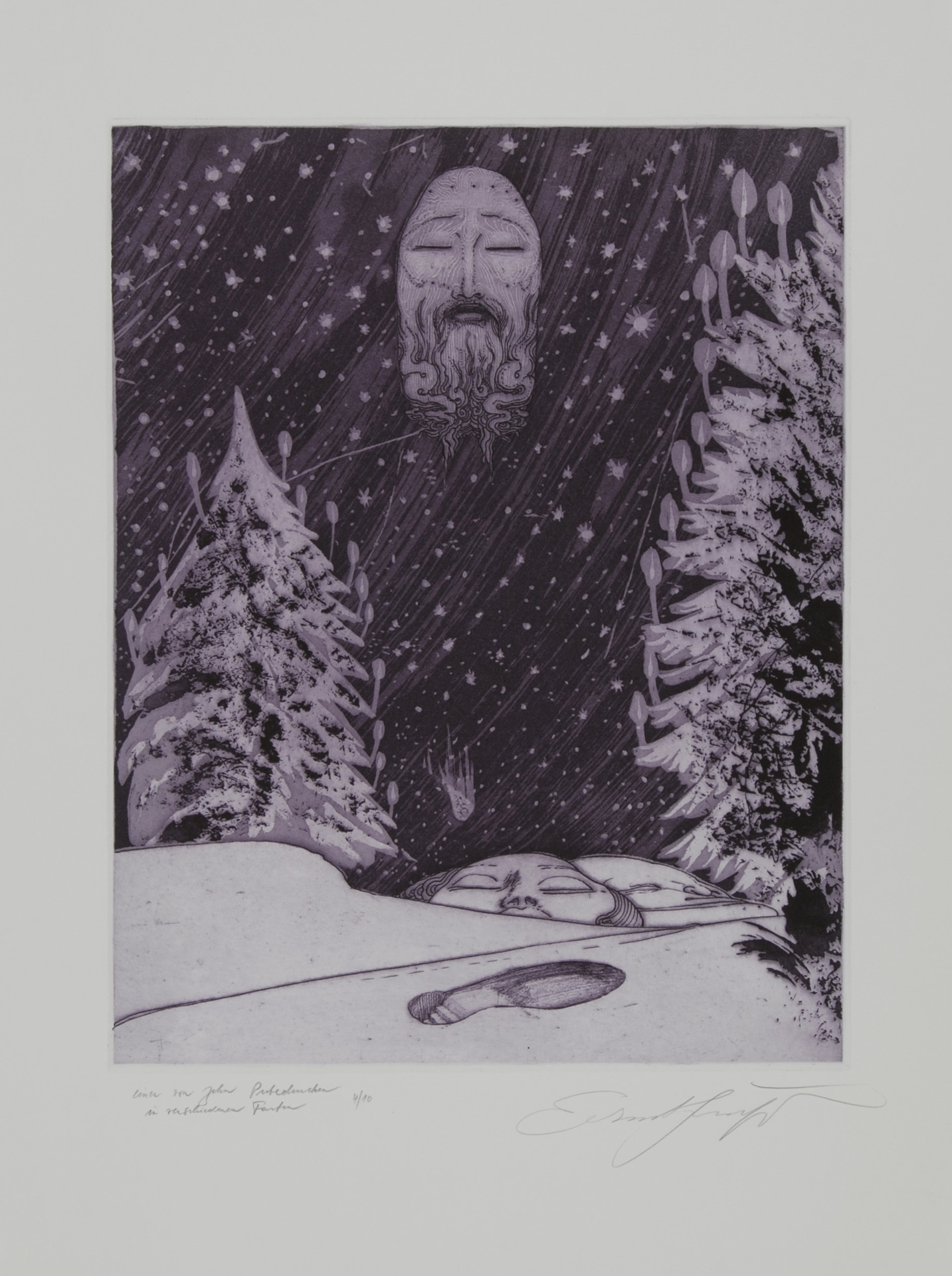 Ernst Fuchs, 5 sheets: Die verlorene Spur, 1972 (2); Die Geburt der Venus, 1977; Esther - cherubinisches Motiv, 1974; Untitled