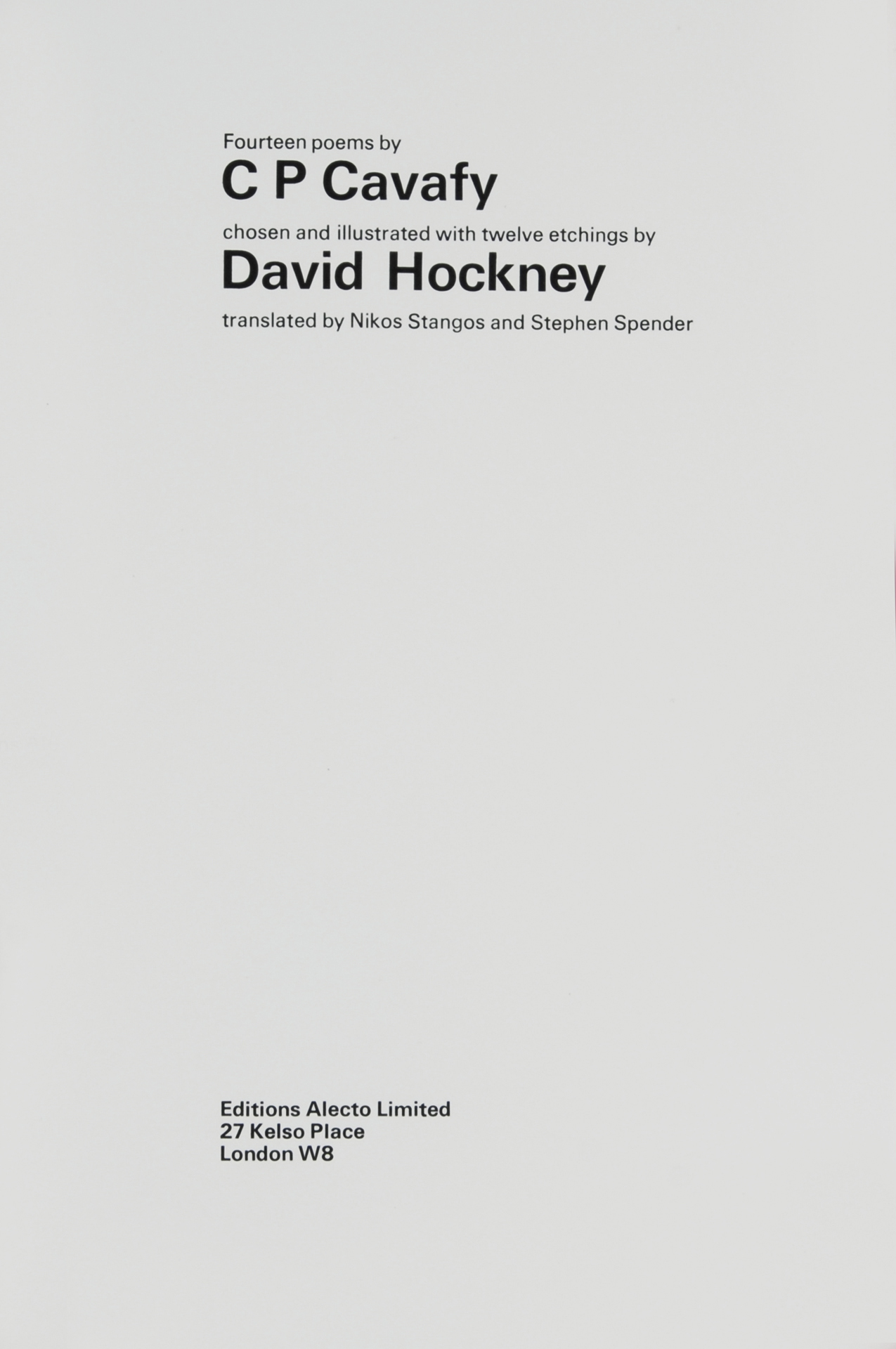 David Hockney, Buch. Fourteen poems by C.P. Cavafy