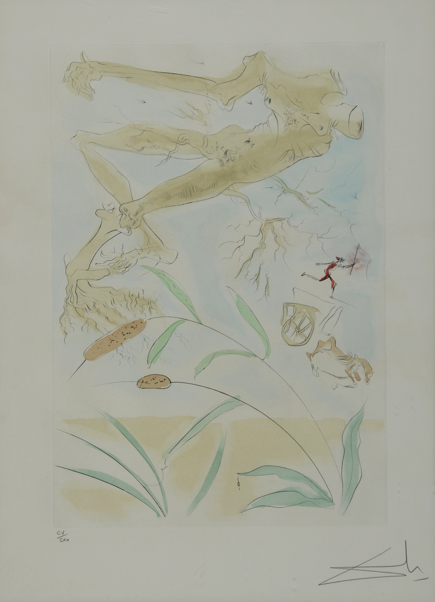 Salvador Dalí, Le chêne et le roseau, from "Le bestiaire de La Fontaine dalinisé"