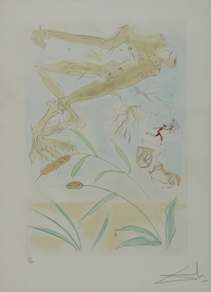 Le chêne et le roseau, from "Le bestiaire de La Fontaine dalinisé"