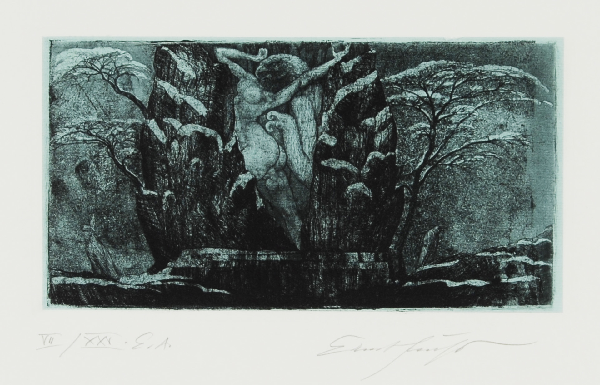 Ernst Fuchs, 2 sheets: Untitled; Samson vor dem Hause Dagons