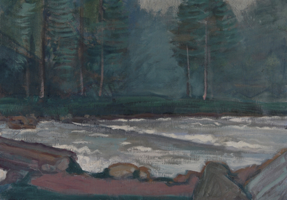 Flussufer mit Wald