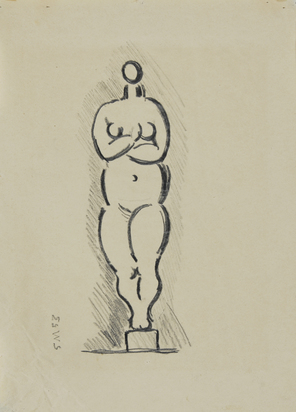 6 sheets: Sketch; Sculpture, 1953; Selbstbildnis als Totenkopf, 1959; Studie, 1959