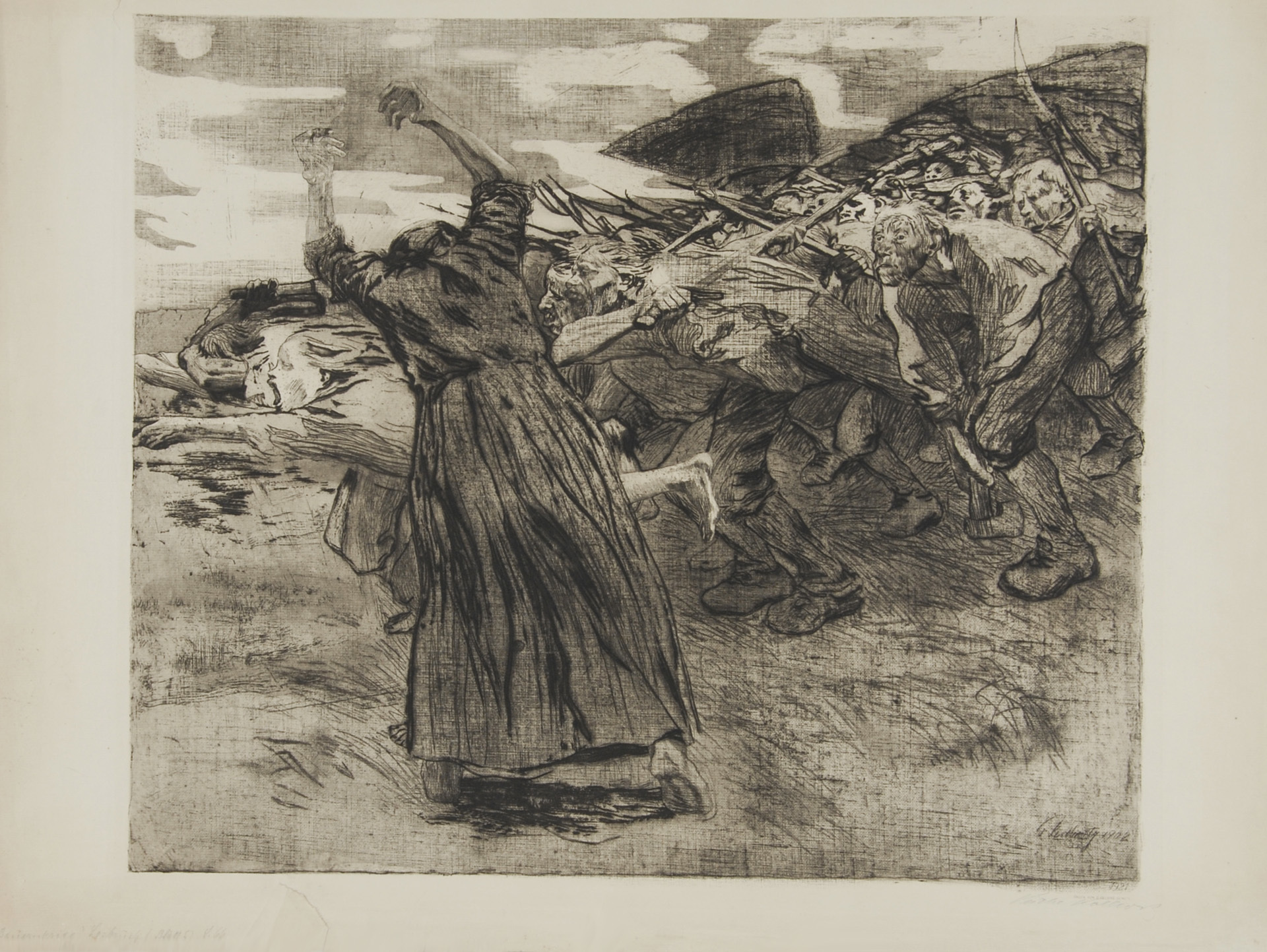 Käthe Kollwitz, Losbruch (Blatt 5), 1903, aus "Bauernkrieg"