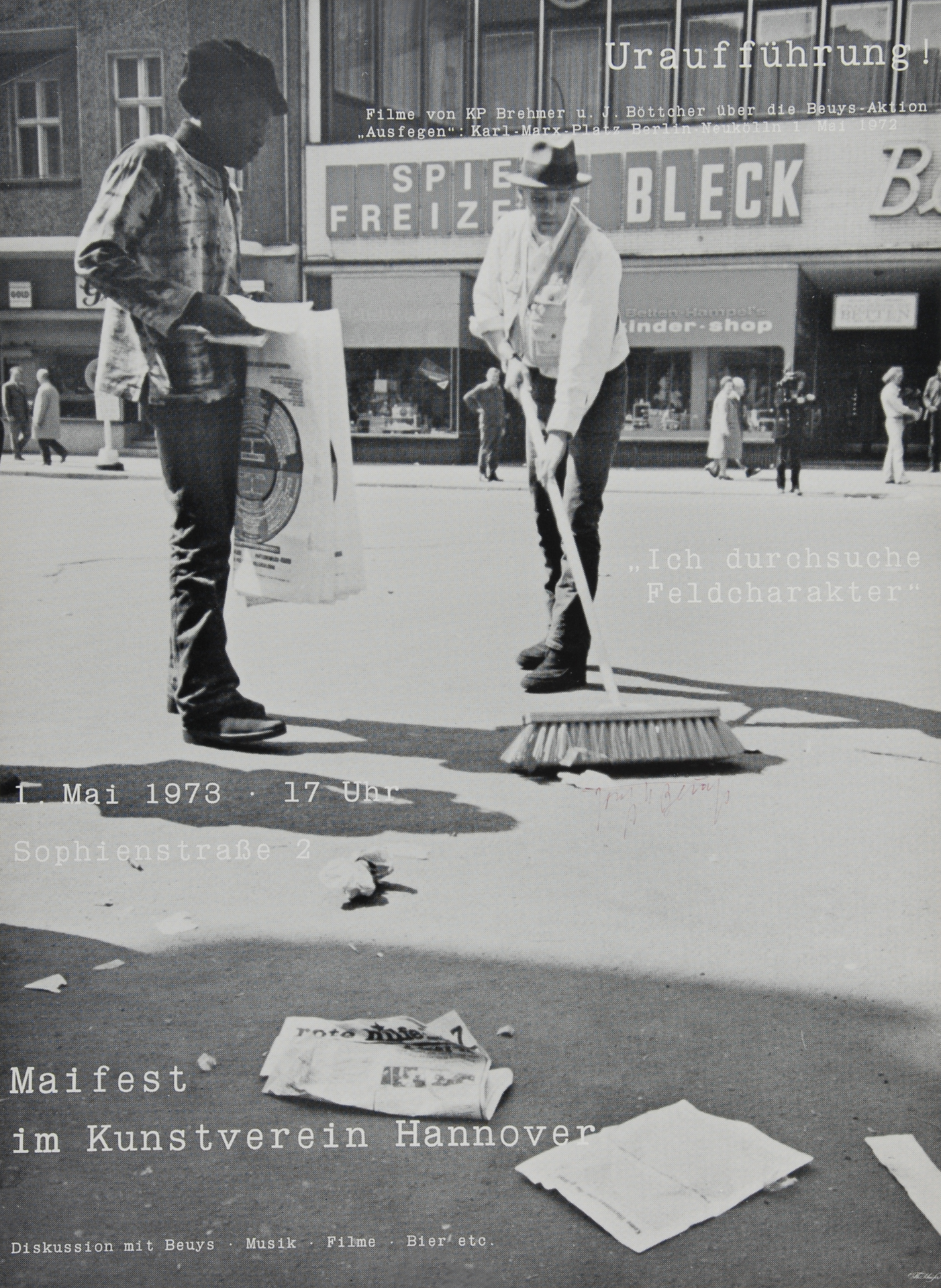 Joseph Beuys, 5 Ausstellungsplakate: Maifest im Kunstverein Hannover, 1973; FIU - Discussione con Beuys, Fondazione per la rinascita dell' agricoltura, 1978; Galerie Ilerich, Marbusch, 1984; Bonn braucht Kunst Halle Joseph Beuys; Joseph Beuys, Grafik, Objekte, Plakate, 1984