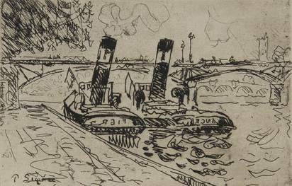 Paris, le Port des Arts avec remorqueurs