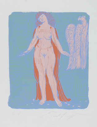 5 Blätter: Die Geburt der Venus, 1974; Frau, 1972; Im Herzen der Zypresse, 1971; Nikolaus, 1970; Ohne Titel