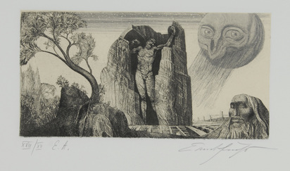 5 Blätter: Das Gefängnis des Ikarus, 1975; Die Geburt der Venus, 1974; Das Gefängnis des Winters, 1972; Adams Zerstörung und Verheissung, 1968/70; Ohne Titel