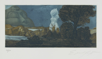 5 Blätter: Esther - cherubinisches Motiv, 1974; Frau, 1972; Toteninsel, 1971; Zyklopische Landschaft, 1967; Venus Kentaura, 1967
