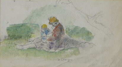 Mère avec son bébé dans le paysage