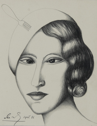 Frau mit Gabel