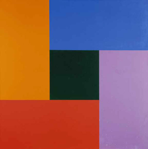 Richard Paul Lohse, Bewegung von Dunkelgelb über Rot, Violett, Blau zu grünem Zentrum, 1952/74