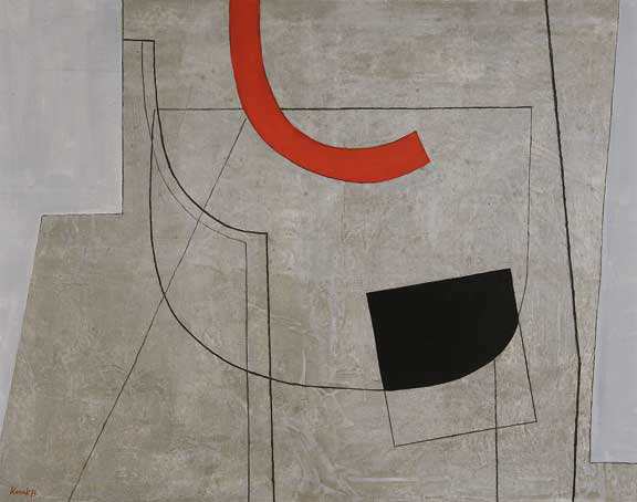 Tamás Konok, Peinture sur fond gris, III, 1974
