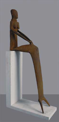 Grosse schmale Sitzende im Gewand II, 1988