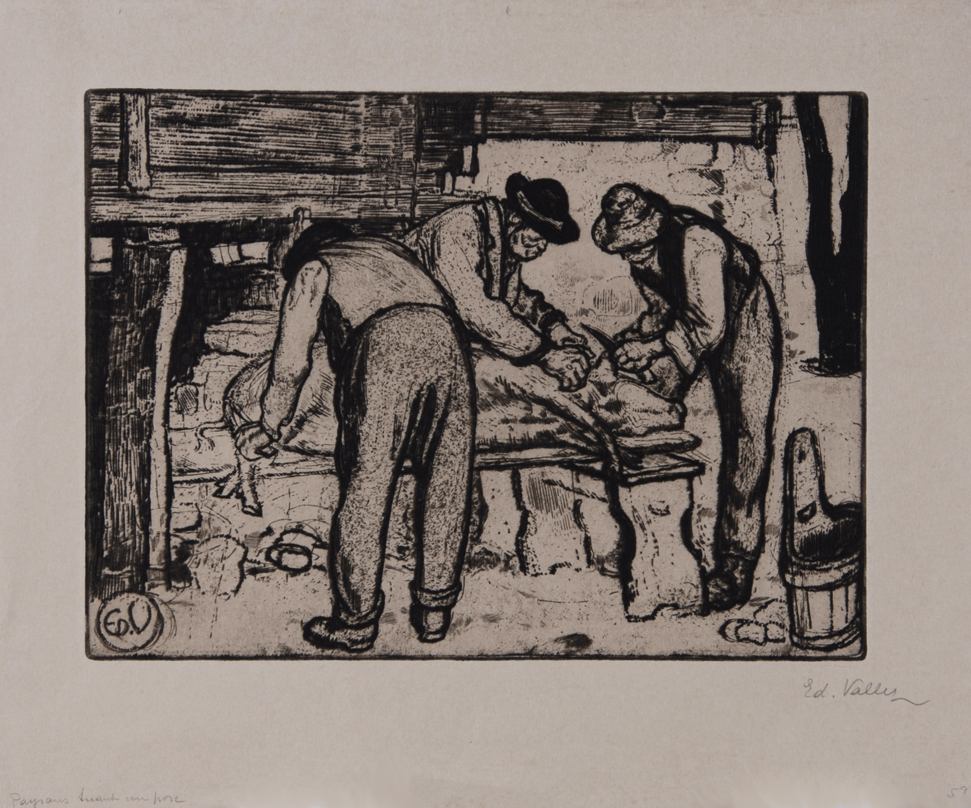Edouard Vallet, Paysan tuant un porc