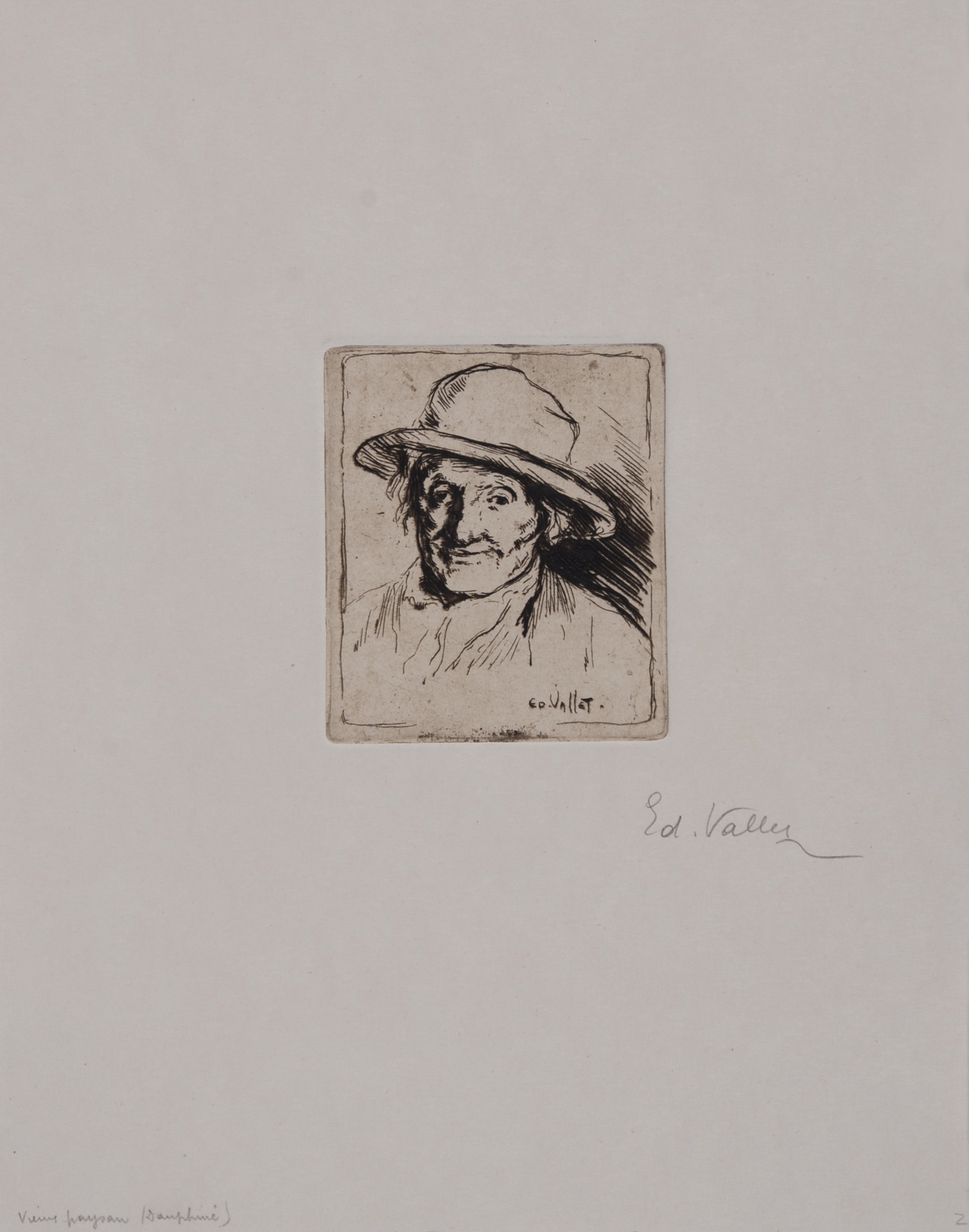 Edouard Vallet, 2 Blätter: Vieux paysan, 1903; Les paysans musiciens