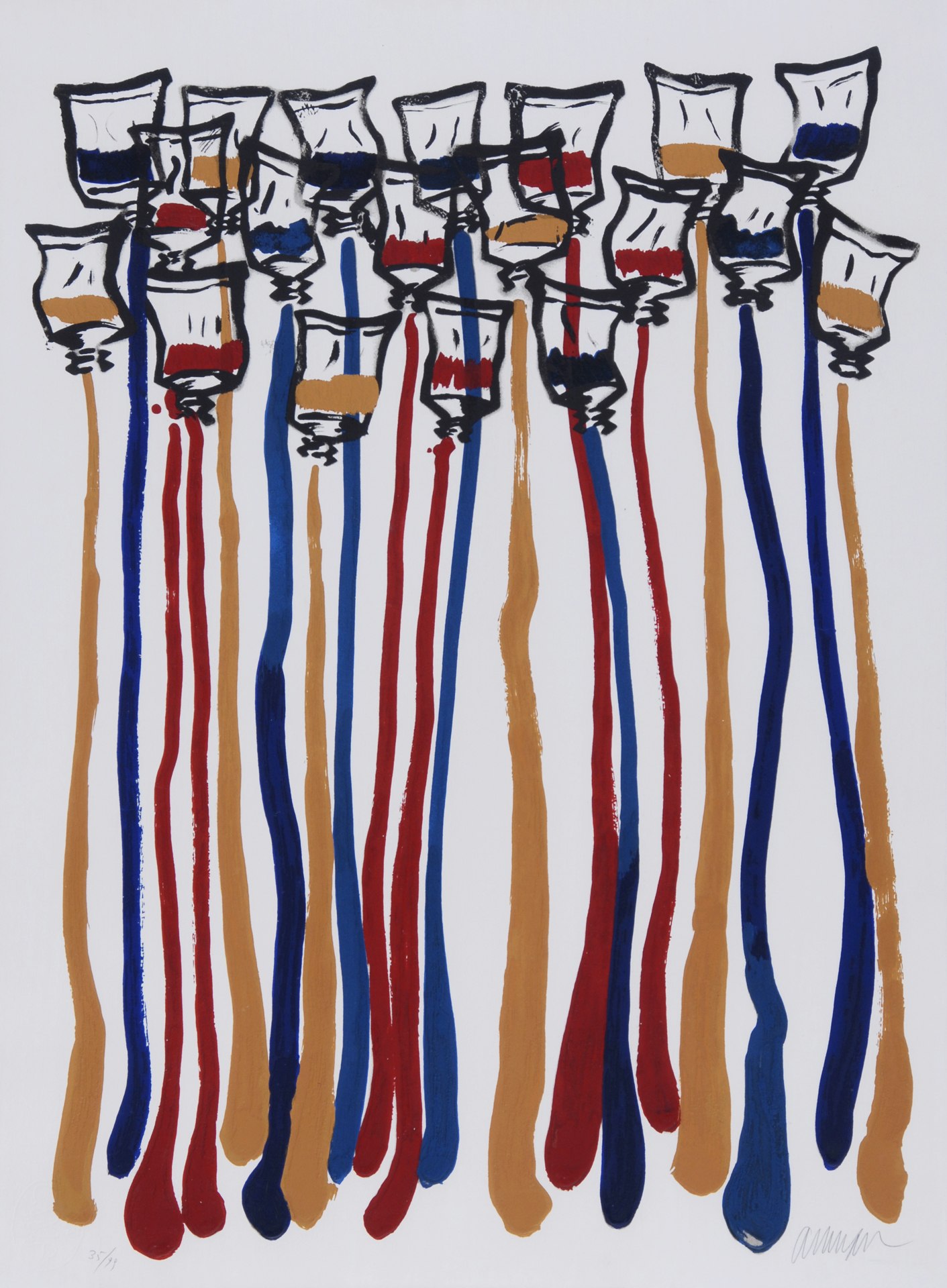 Arman, Red and Yellow Pouring