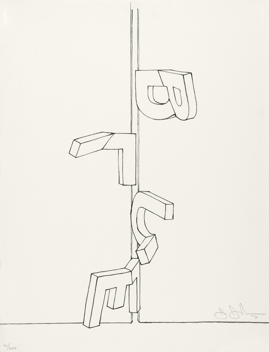 Jasper Johns, Bent "Blue", 1971, from "Graphikmappe des Schweizerischen Kunstvereins"