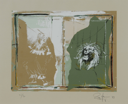 Clown und Löwe