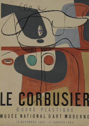 Plakat. Oeuvre plastique Le Corbusier, Musée national d'art moderne, 18. novembre 1953 - 17 janvier 1954