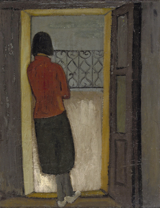 Mädchen am Balkon